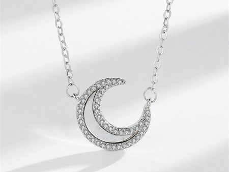 Shell & Cubic Zirconia Silver-Plated Moon Pendant Necklace Online Sale