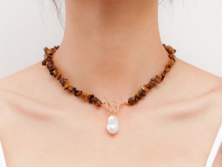 Brown Resin & Pearl 18K Gold-Plated Toggle Pendant Necklace Sale