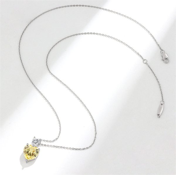 Yellow Crystal & Silver-Plated Double-Heart Pendant Necklace Discount