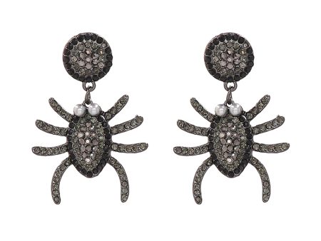 Black Cubic Zirconia & Pearl Spider Drop Earring Discount