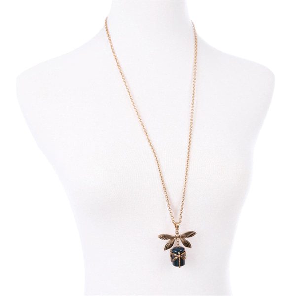 Green & 18K Gold-Plated Dragonfly Pendant Necklace Fashion