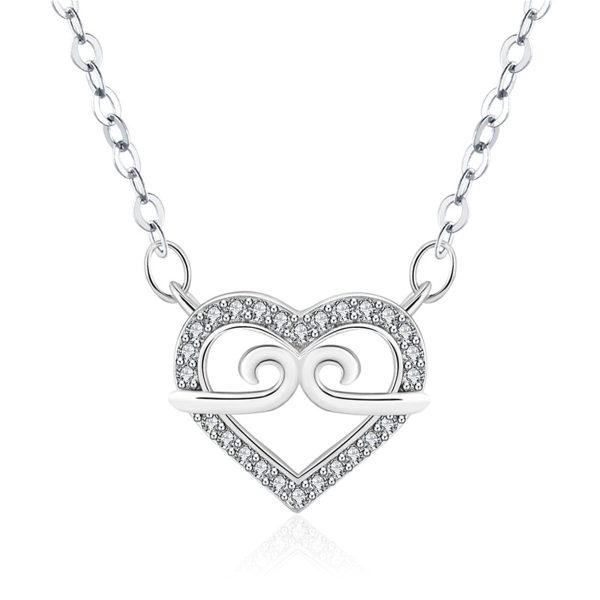 Cubic Zirconia & Silver-Plated Swirl Heart Pendant Necklace Sale