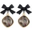 Black Enamel & Crystal Bow Drop Earrings Online