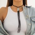 Turquoise & Black Tassel Choker Necklace For Discount