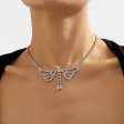 Cubic Zirconia & Silver-Plated Wings Pendant Necklace Supply