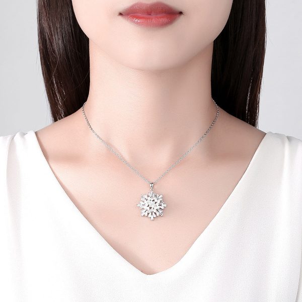 Crystal & Cubic Zirconia Snowflake Pendant Necklace For Discount