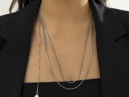 Pearl & Silver-Plated Drop Layered Necklace Fashion