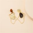 Black Enamel & 18K Gold-Plated Abstract Mismatched Drop Earrings Fashion