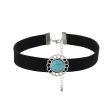 Turquoise & Silver-Plated Choker Necklace Cheap