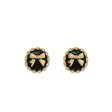 Black Enamel & 18K Gold-Plated Bow Round Stud Earring Supply