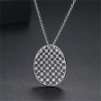 Cubic Zirconia & Silver-Plated Openwork Oval Pendant Necklace For Discount