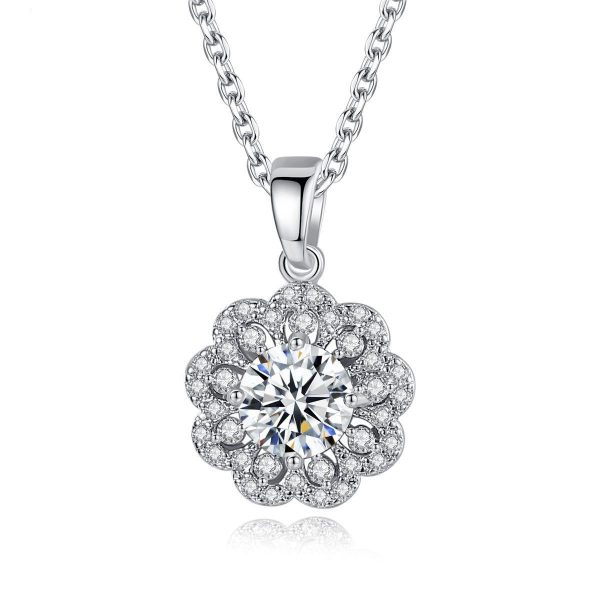 Crystal & Cubic Zirconia Flower Pendant Necklace Online Sale