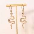 Black Enamel & 18K Gold-Plated Curvy Snake Drop Earrings Supply