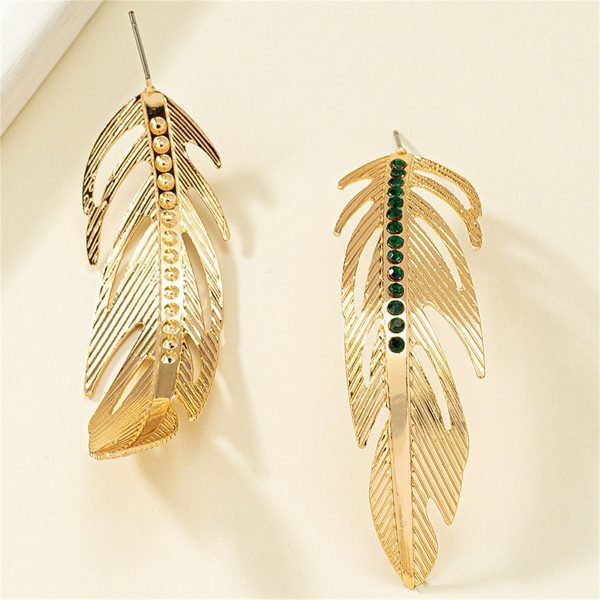 Black Cubic Zirconia & 18K Gold-Plated Feather Drop Earrings Sale