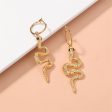 Black Enamel & 18K Gold-Plated Curvy Snake Drop Earrings Supply