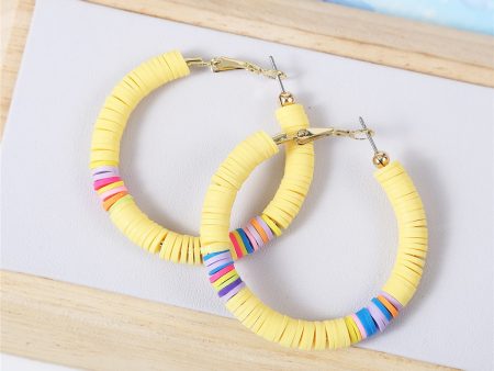 Yellow Polymer Clay & 18K Gold-Plated Beaded Hoop Earrings Online