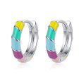 Yellow Enamel & Silver-Plated Stripe Huggie Earrings Fashion