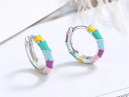 Yellow Enamel & Silver-Plated Stripe Huggie Earrings Fashion