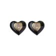 Black Enamel & Crystal 18K Gold-Plated Heart Stud Earrings Cheap