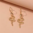 Black Enamel & 18K Gold-Plated Curvy Snake Drop Earrings Supply