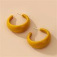 Yellow Resin & Silver-Plated Chunky C-Shaped Huggie Earrings For Sale