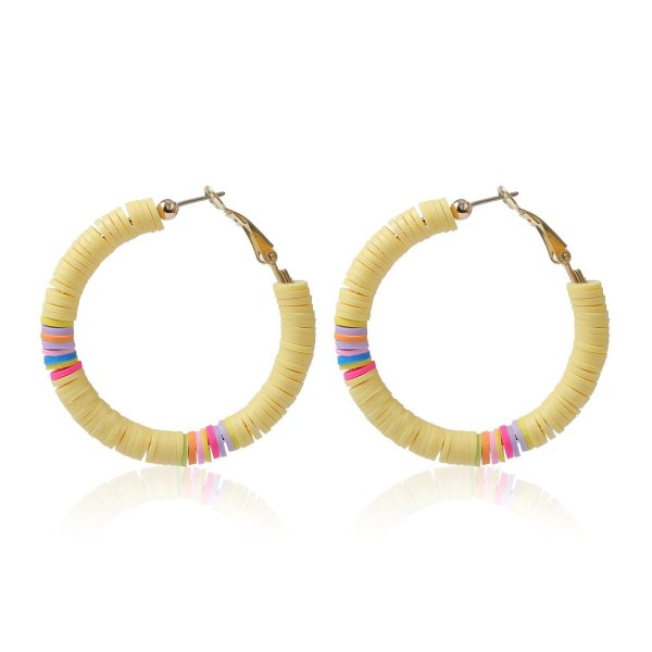 Yellow Polymer Clay & 18K Gold-Plated Beaded Hoop Earrings Online